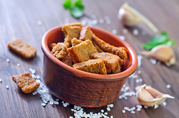 Image showing croutons with salt and garlic