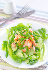 Image showing salad with salmon and cucumber