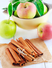 Image showing cinnamon and apples