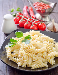 Image showing pasta on black plate