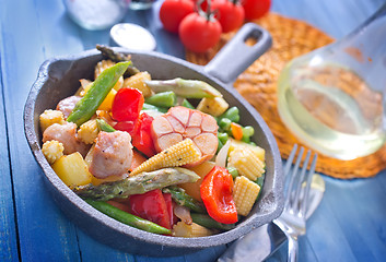 Image showing fried meat with vegetables