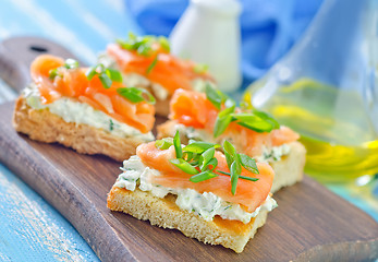 Image showing canape with salmon