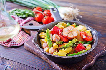 Image showing baked meat with vegetables