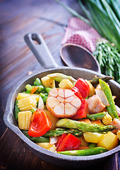 Image showing baked meat with vegetables