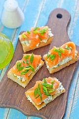 Image showing canape with salmon