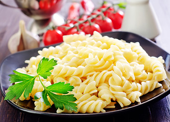 Image showing pasta on black plate