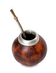 Image showing Calabash gourd with bombilla on white background