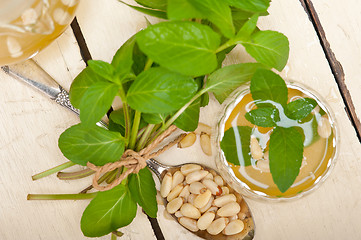 Image showing Arab traditional mint and pine nuts tea