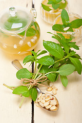 Image showing Arab traditional mint and pine nuts tea