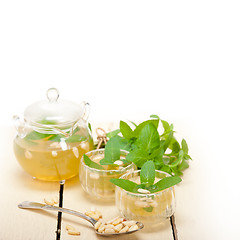 Image showing Arab traditional mint and pine nuts tea