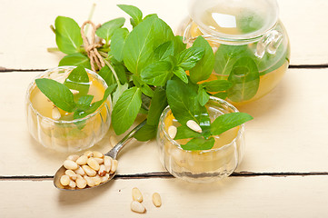 Image showing Arab traditional mint and pine nuts tea