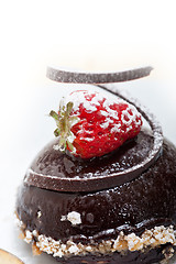 Image showing fresh chocolate strawberry mousse 