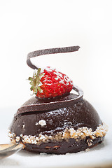 Image showing fresh chocolate strawberry mousse 