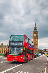 Image showing Iconic red double decker bus in London, UK