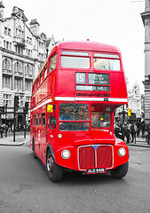 Image showing Iconic red double decker bus in London