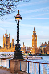 Image showing Overview of London with the Clock tower early in the morning