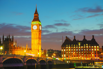 Image showing London with the Clock Tower and Houses of Parliament