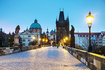 Image showing Charles bridge early in the morning