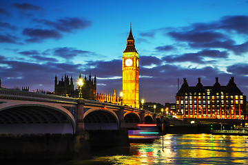 Image showing London with the Clock Tower and Houses of Parliament