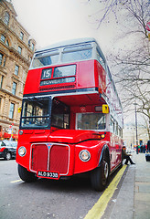 Image showing Iconic red double decker bus in London