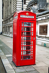 Image showing Famous red telephone booth in London