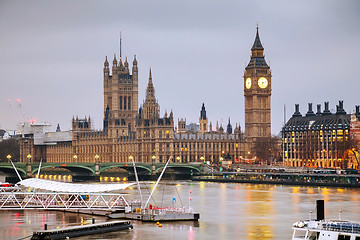 Image showing London with the Clock Tower and Houses of Parliament