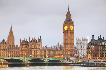 Image showing London with the Clock Tower and Houses of Parliament