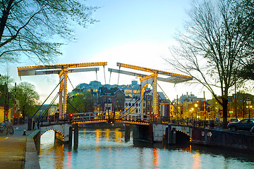 Image showing Night city view of Amsterdam, the Netherlands