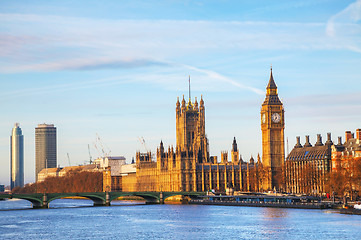 Image showing London with the Clock Tower and Houses of Parliament