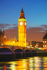 Image showing London with the Clock Tower and Houses of Parliament