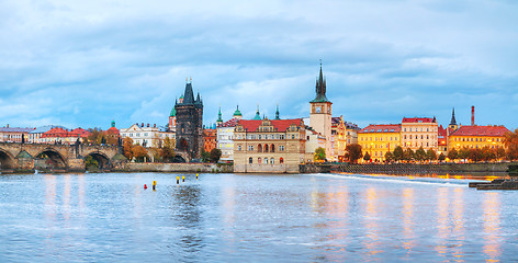 Image showing The Old Town with Charles bridge tower in Prague