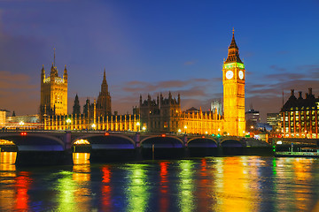 Image showing London with the Clock Tower and Houses of Parliament