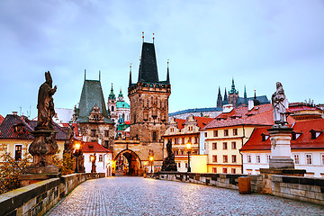 Image showing The Old Town with Charles bridge in Prague