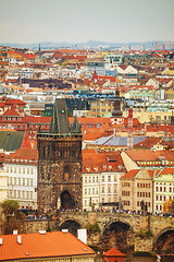 Image showing Overview of old Prague with Charles bridge