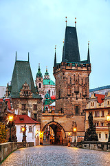 Image showing The Old Town with Charles bridge in Prague