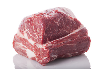 Image showing Fresh Slice of Beef Meat on White Background