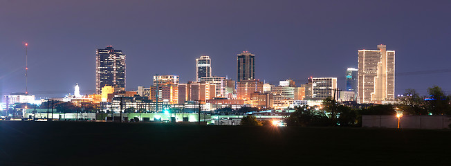 Image showing Fort Worth Texas Downtown Skyline Trinity River Late Night