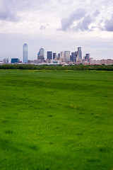 Image showing Vertical Composition Greenbelt Dallas Texas City Skyline Storm B