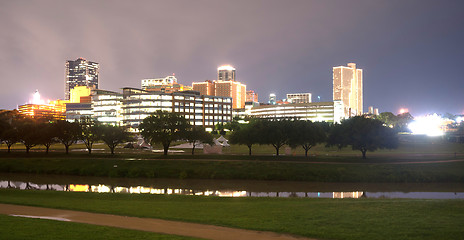 Image showing Fort Worth Texas Downtown Skyline Trinity River Late Night