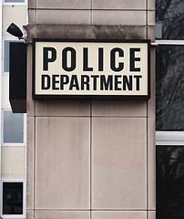 Image showing Downtown Precinct Police Department Sign Law Enforcement Buildin