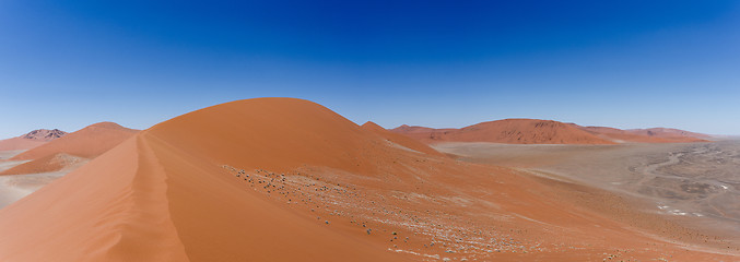 Image showing wide panorama Dune 45 in sossusvlei Namibia