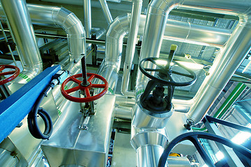 Image showing Industrial zone, Steel pipelines, valves and cables