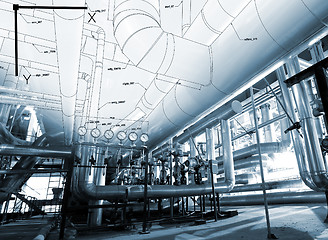 Image showing Sketch of piping design mixed with industrial equipment photos
