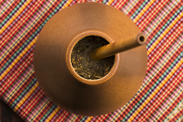 Image showing Calabash and bombilla with yerba mate