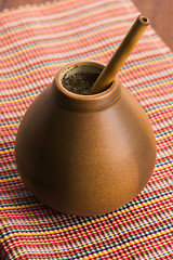 Image showing Calabash and bombilla with yerba mate