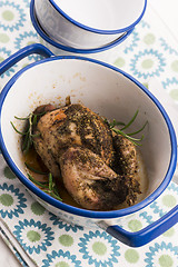 Image showing Roasted quail with herbs