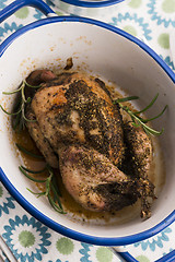 Image showing Roasted quail with herbs
