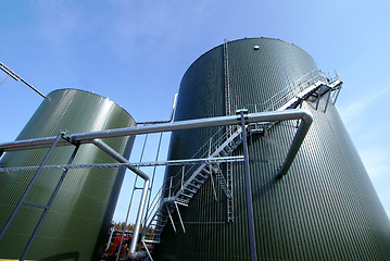 Image showing Industrial zone, Steel pipelines, valves and tanks