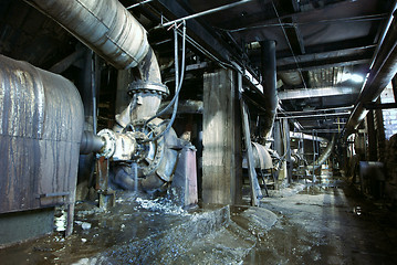 Image showing Old creepy, dark, decaying, destructive, dirty factory