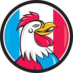 Image showing French Rooster Head France Flag Circle Cartoon